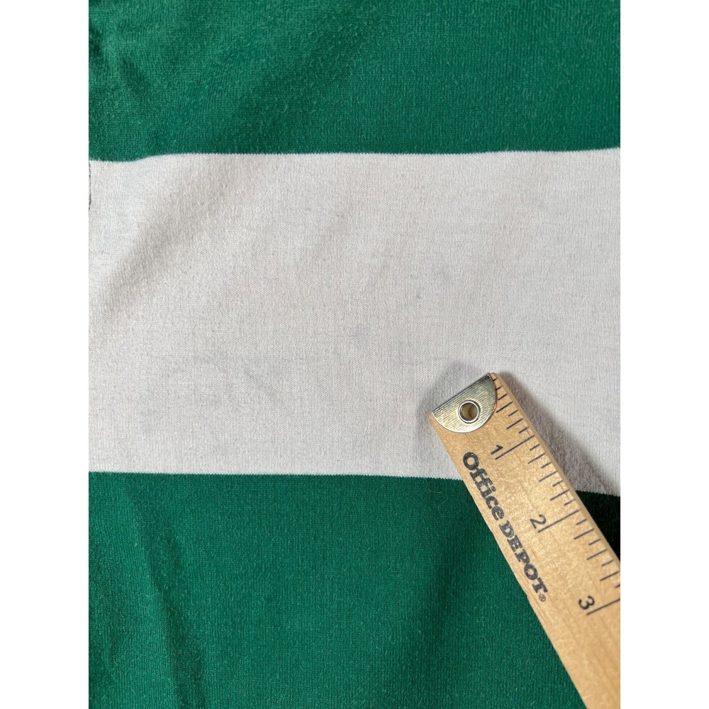Lands End Vintage Rugby Shirt Mens XL Green White Stripe Heavyweight 90s Polo - Picture 8 of 13